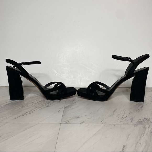 Franco Sarto Damalis Black Sparkle Square Toe Heeled Sandal 11M - Picture 5 of 15